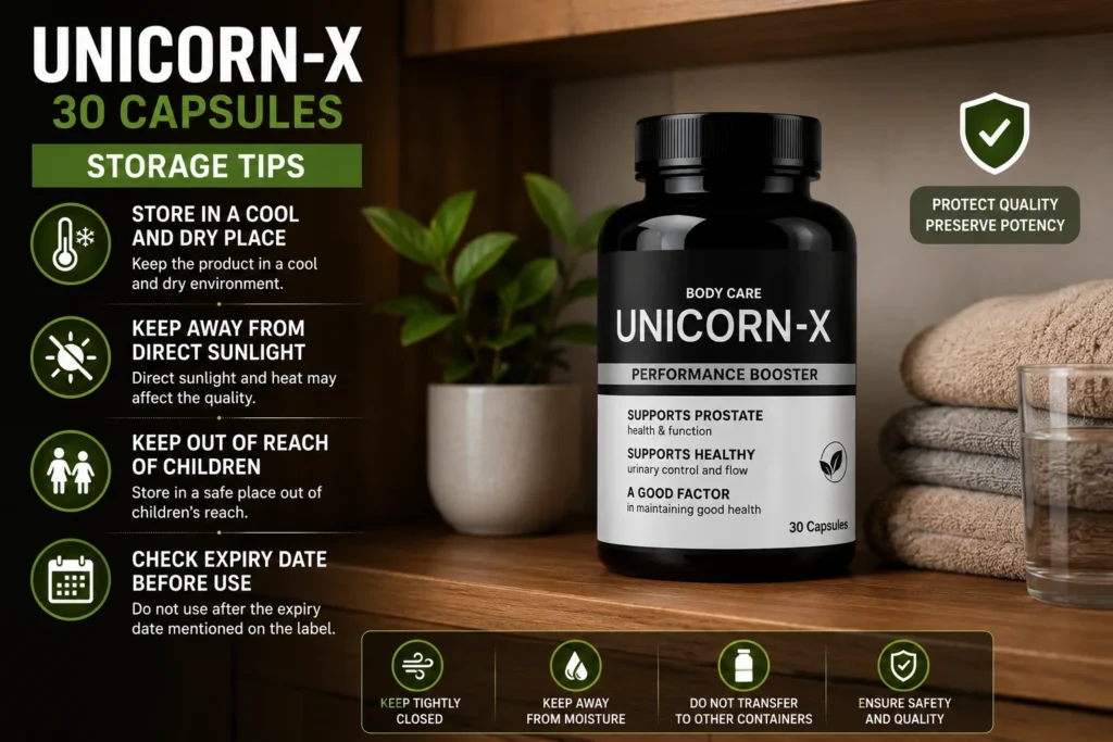 Unicorn-X 30 Capsules with herbal ingredients including Shilajit, Ashwagandha, Safed Musli, Gokhru, Kaunch Beej, Shatavari, and Vidarikand.