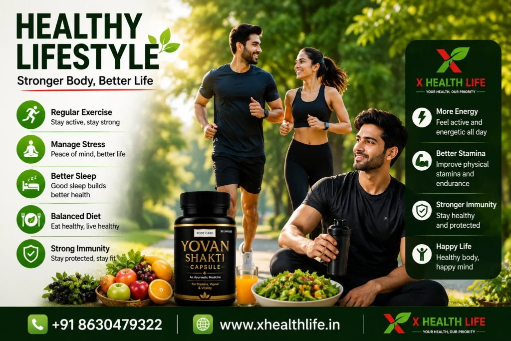 Yovan Shakti 30 Capsule banner featuring the original product packaging for men's wellness.