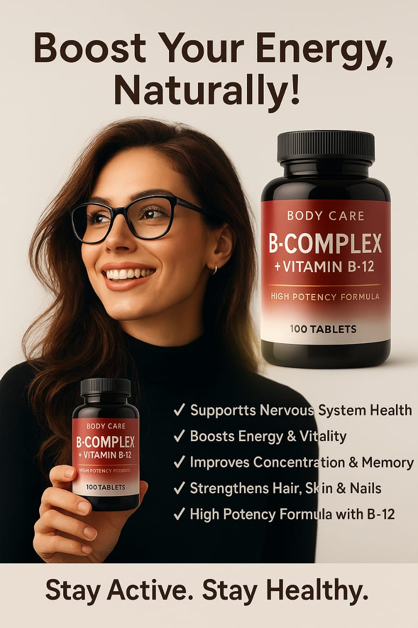 B-Complex + Vitamin B12 Tablets – Energy & Nerve Support b-complex-vitamin-b12-100-tablets-energy-immunity
