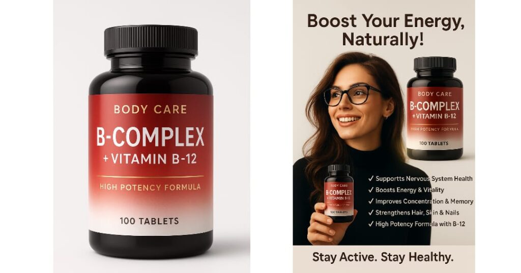 B-Complex + Vitamin B12 Tablets – Boost Energy, Immunity & Vitality | बी-कॉम्प्लेक्स + विटामिन B12 टैबलेट्स – ऊर्जा, रोग प्रतिरोधक क्षमता और वाइटलिटी बढ़ाएँ whatsapp image 2025 10 05 at 1.01.45 pm