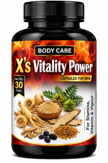 X's Vitality Power 30 Capsules bottle for men’s wellness
